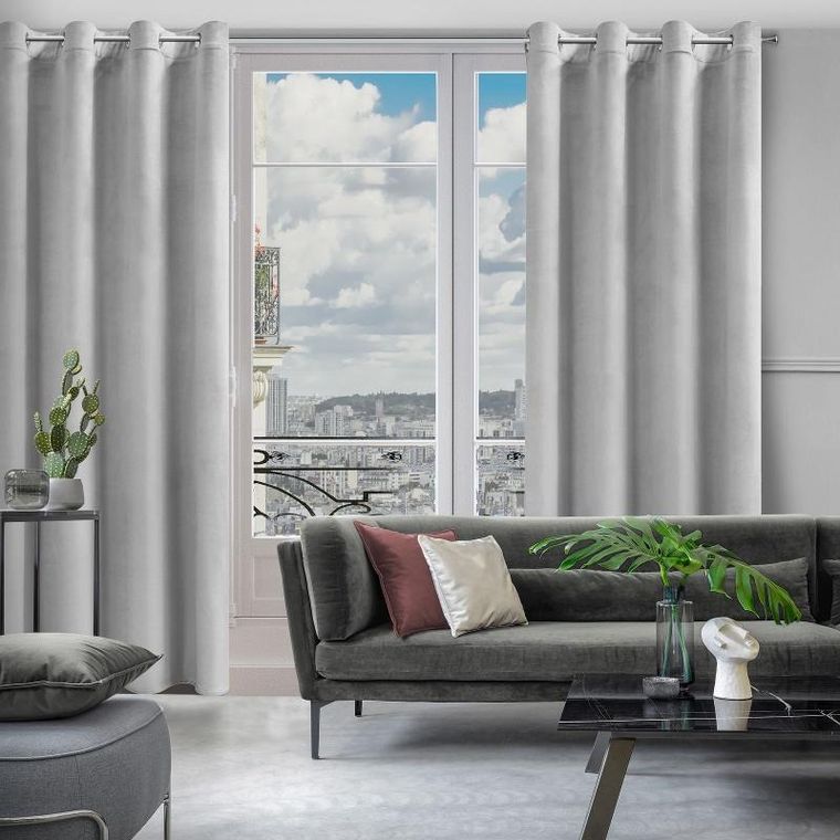 Eurofirany, zasłona zaciemniająca gotowa, D91 Rosa, 140-250 cm, szary