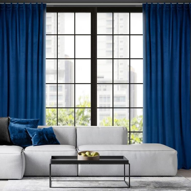 Eurofirany, zasłona zaciemniająca gotowa, Marlen, na taśmie, 140-300 cm, granatowy