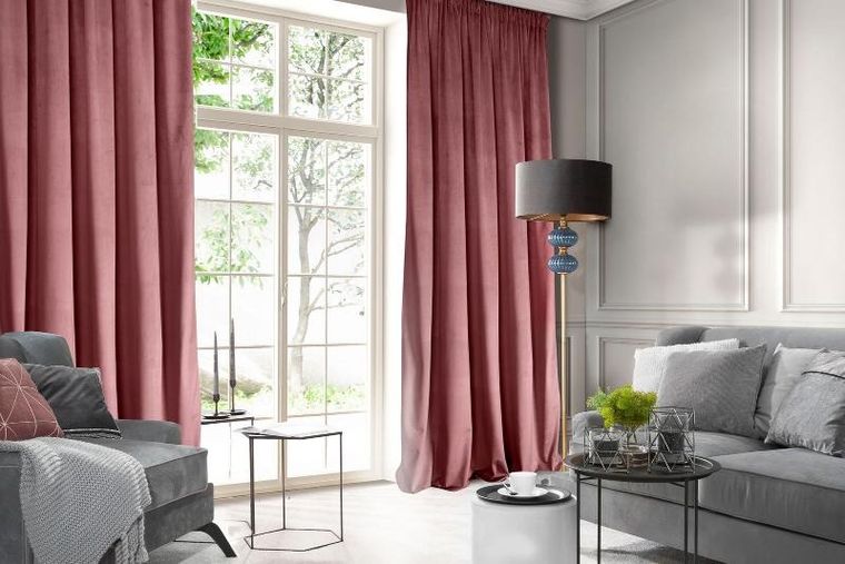 Eurofirany, zasłona zaciemniająca gotowa, na taśmie, Rosa, 140-270 cm, różowy