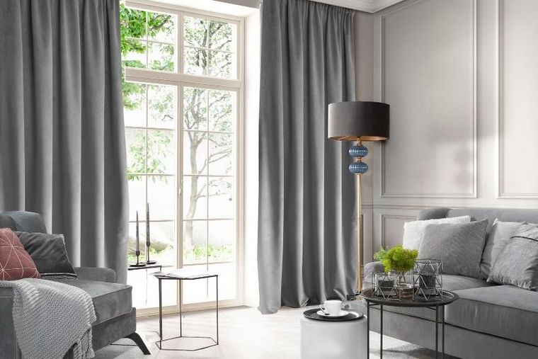 Eurofirany, zasłona zaciemniająca gotowa, na taśmie, Rosa, 140-270 cm, stalowy