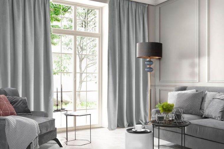 Eurofirany, zasłona zaciemniająca gotowa, na taśmie, Rosa, 140-270 cm, szary