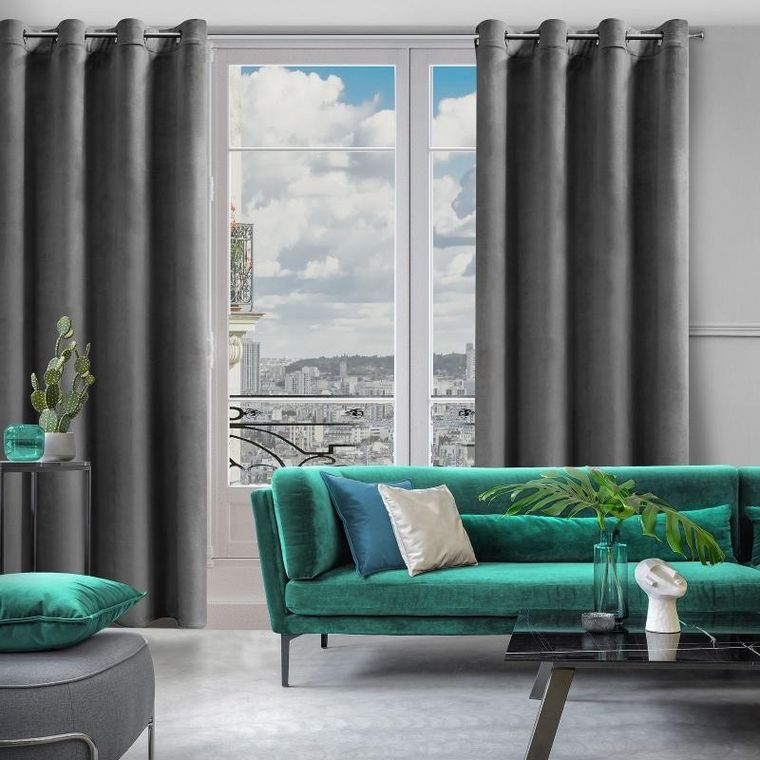 Eurofirany, zasłona zaciemniająca gotowa, Rosa, 140-250 cm, grafitowy