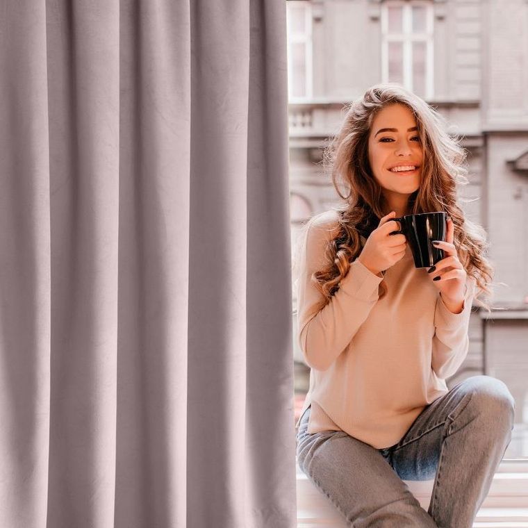 Eurofirany, zasłona zaciemniająca gotowa, Rosa, 140-250 cm, pudrowy