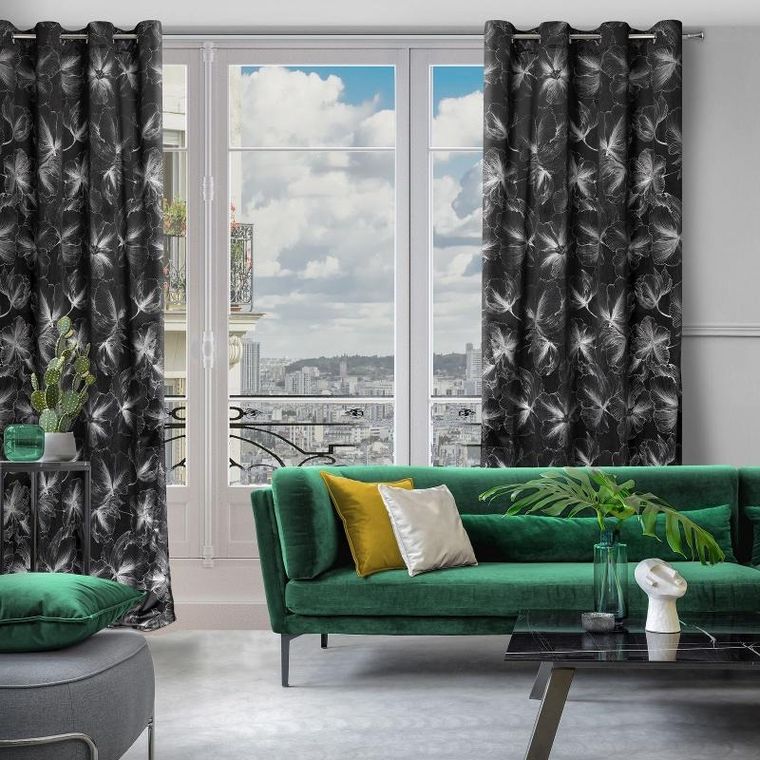 Eurofirany, zasłona zaciemniająca gotowa, stella, 140-250 cm, czarny