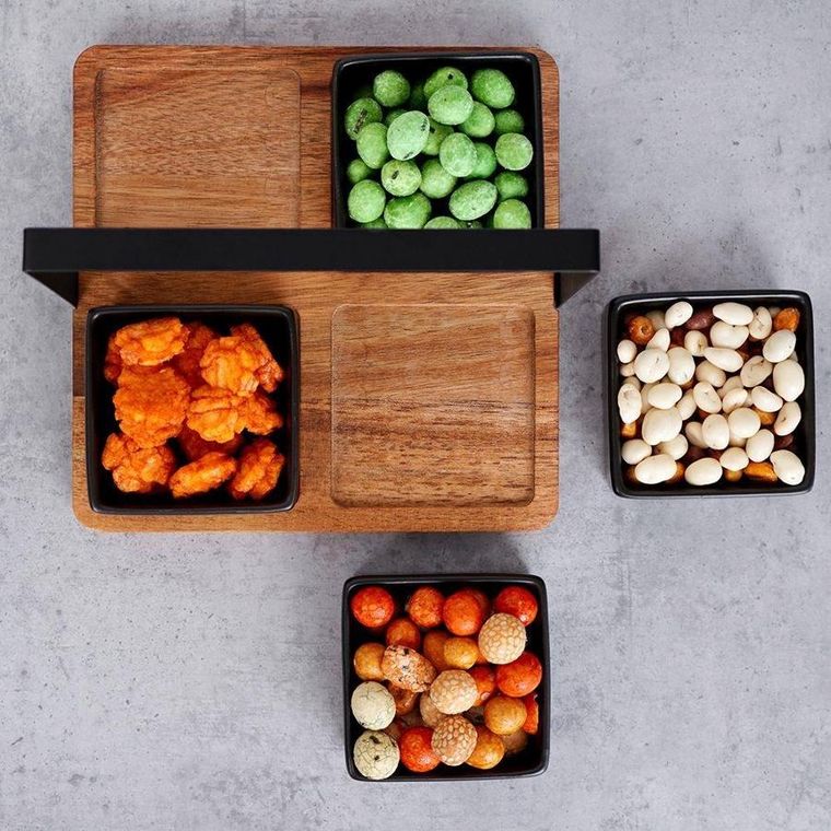 Excellent Housware, zestaw miseczek ceramicznych na tacy, do przekąsek