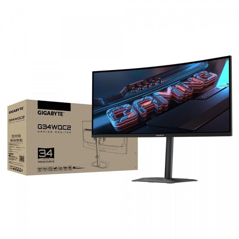 Gigabyte, monitor, 34", G34WQC2, WQHD, 200Hz, 2DP, 2HDMI