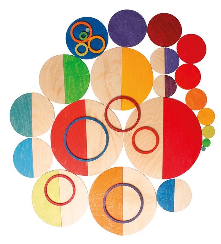 Grimm's, Półokręgi, drewniana układanka, 11 elementów, 2+