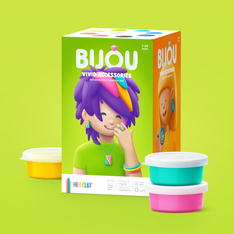 Hey Clay, Bijou, kolorowa biżuteria, masa plastyczna, 8 szt.