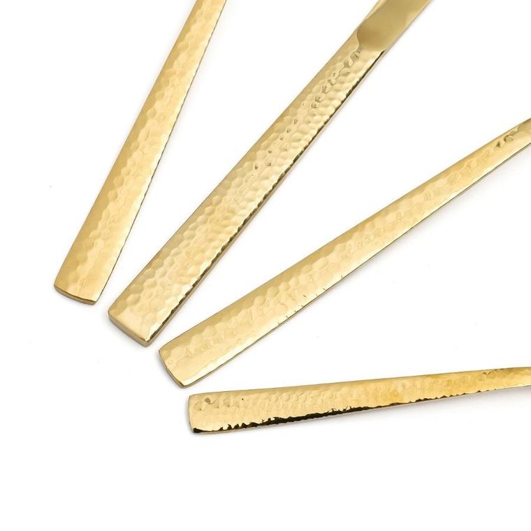 Homla, Martello, sztućce z młotkowaną rączką, złote, 24 szt.