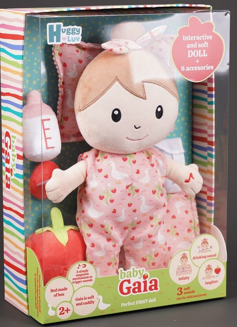 Huggy Luv, Gaja, lalka z 8 akcesoriami, interaktywna, miękka