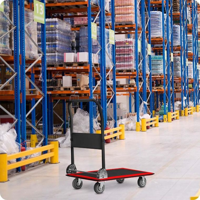 Humberg, wózek transportowy platformowy, czarno-czerwony