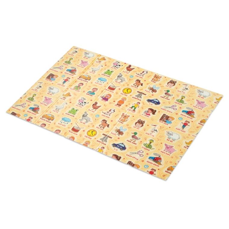 Humbi, dwustronna mata edukacyjna z pianki XPE, onomatopeje zwierząt, polski alfabet, 120-180 cm