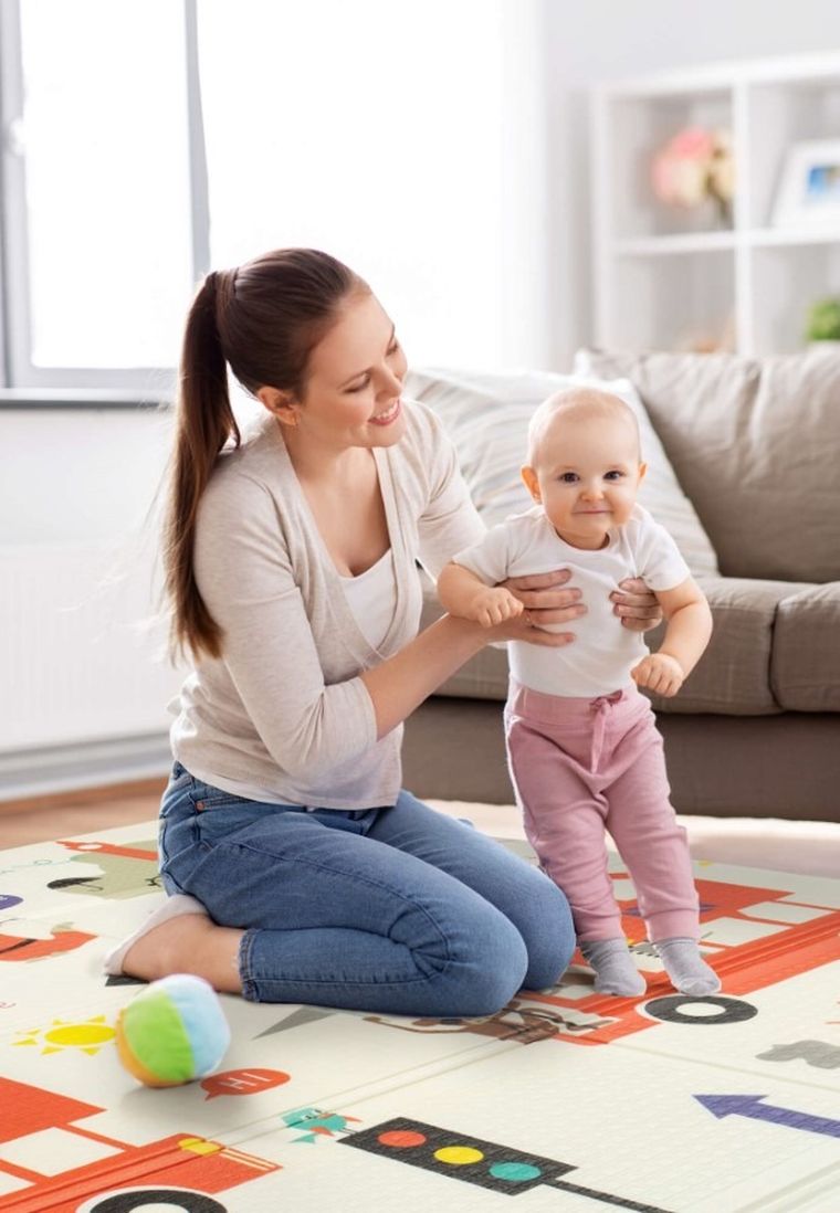 Humbi, dwustronna składana mata edukacyjna z pianki, Londyn, autobus, uliczki, miasto, 120-180-1 cm