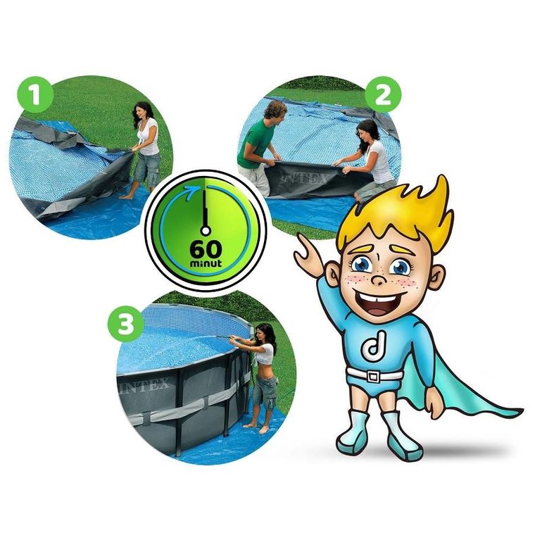 Intex, basen stelażowy z pompą filtrującą i akcesoriami, okrągły, 122-610 cm, zestaw 10w1