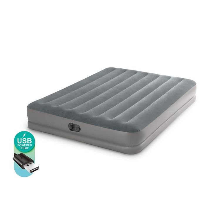 Intex, materac dmuchany z wbudowaną pompką elektryczną, 203-152-30 cm