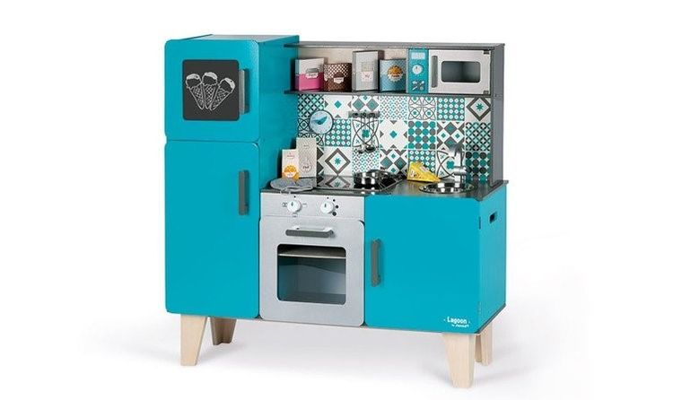 Janod, Lagoon, kuchnia drewniana XL, z dźwiękiem i 15 akcesoriami