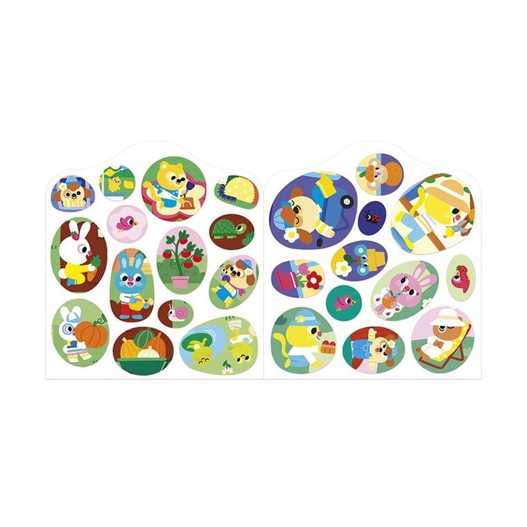 Janod, Ogród, książeczka do wyklejania, z naklejkami