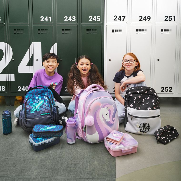 Kayokki, plecak szkolny, 1-komorowy, Jednorożec, fioletowy