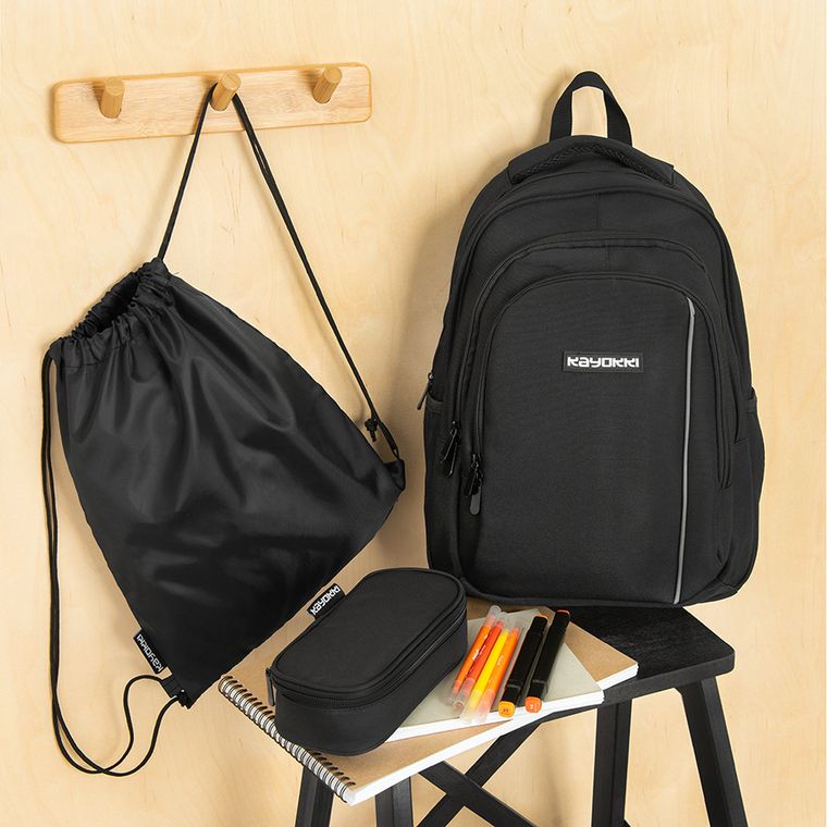 Kayokki, plecak szkolny, 2-komorowy, Basic, czarny