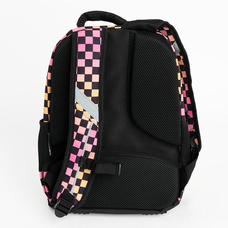 Kayokki, plecak szkolny, 2-komorowy, Szachownica różowo-pomarańczowa