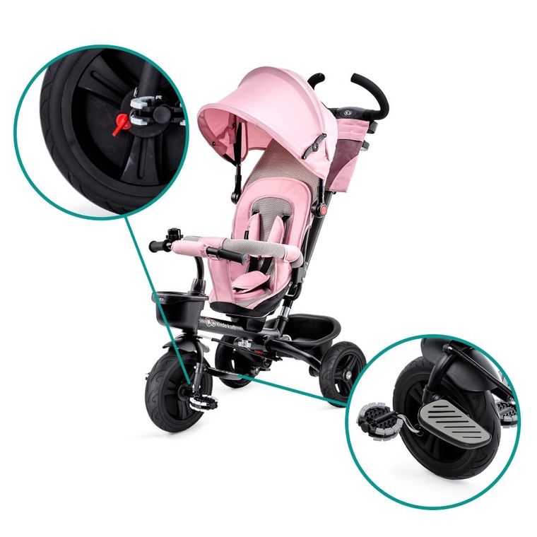 Kinderkraft, Aveo, rowerek trójkołowy, różowy