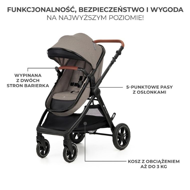 Kinderkraft, Esme, wózek wielofunkcyjny, 3w1, Sand Beige