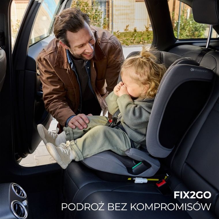 Kinderkraft, FIX2GO, i-Size, fotelik samochodowy, Green, 76-150 cm