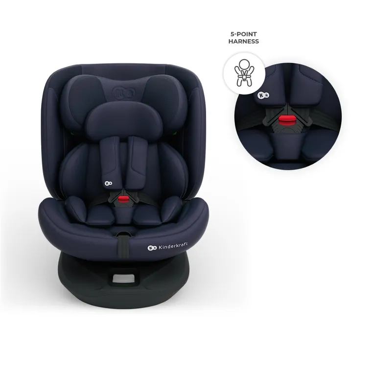 Kinderkraft, I-Grow 2 Plus, fotelik samochodowy, i-Size, navy, 40-150 cm