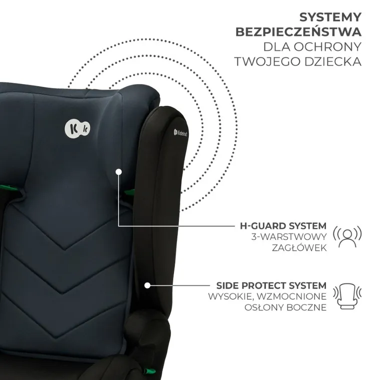 Kinderkraft, I-Spark, fotelik samochodowy, Black, 100-150 cm