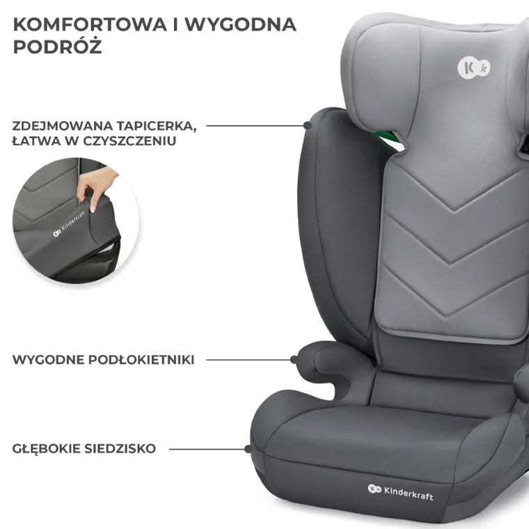 Kinderkraft, I-Spark, fotelik samochodowy, Grey, 100-150 cm
