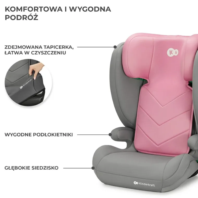 Kinderkraft, I-Spark, fotelik samochodowy, Pink, 100-150 cm
