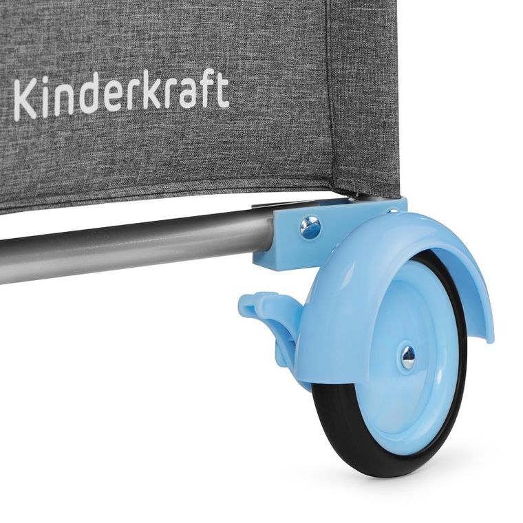 Kinderkraft, Joy, łóżeczko turystyczne z akcesoriami, szaro-niebieskie