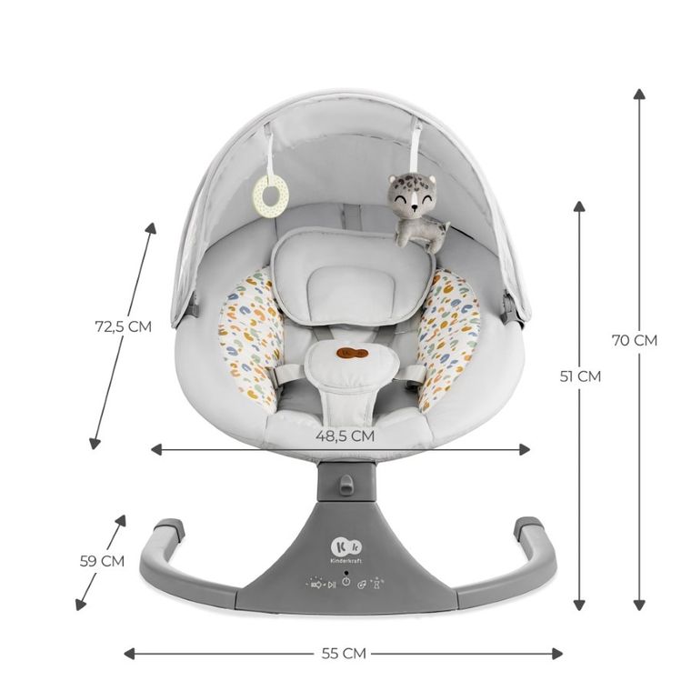 Kinderkraft, Lumi 2, leżaczek bujaczek, Light Grey