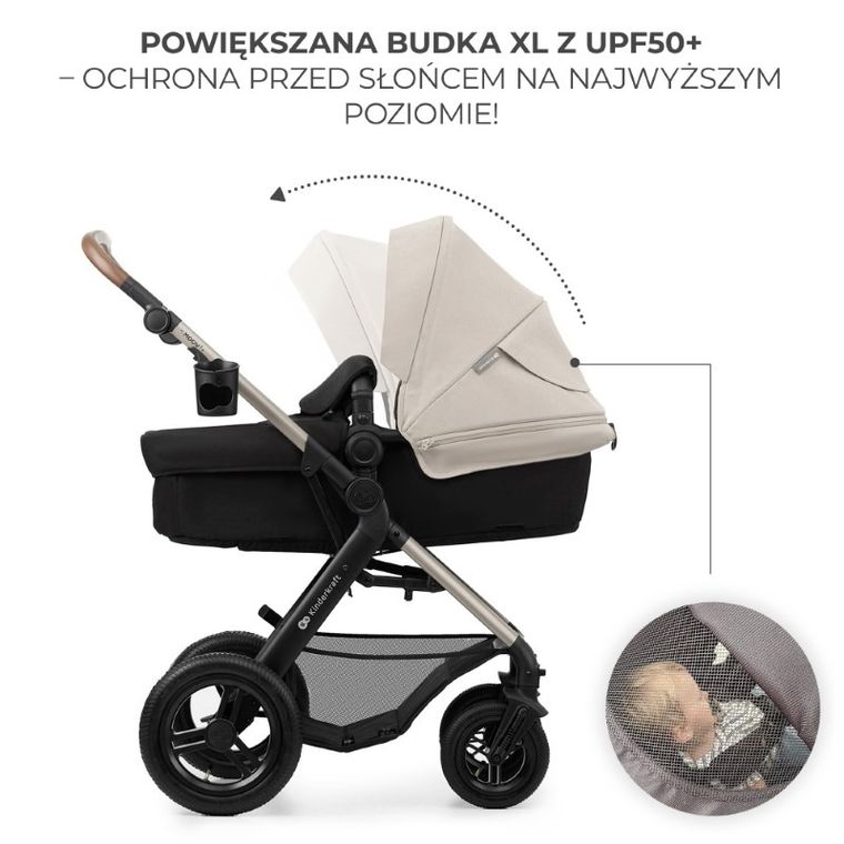 Kinderkraft, Moov 2, Air Wheels, wózek wielofunkcyjny 4w1, Moonlight Grey