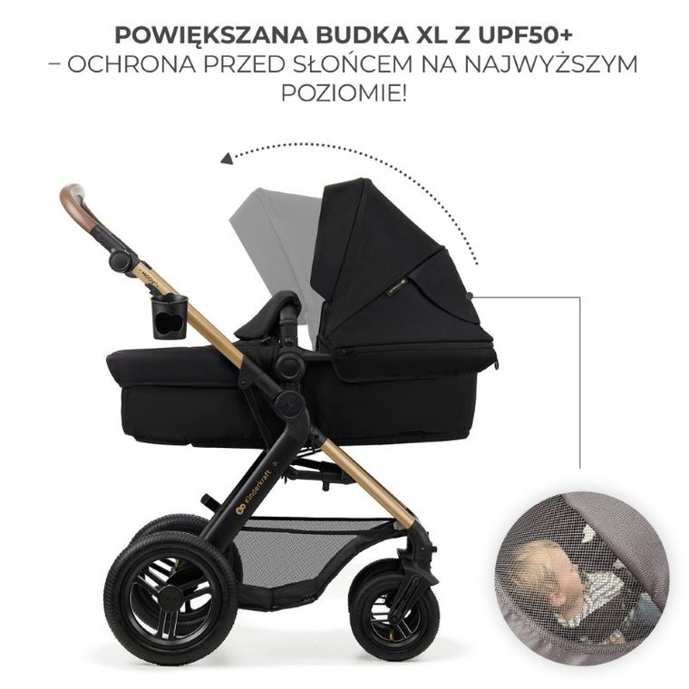Kinderkraft, Moov 2, Air Wheels, wózek wielofunkcyjny 4w1, Pure Black