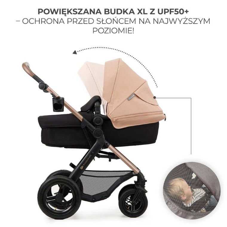 Kinderkraft, Moov 2, Air Wheels, wózek wielofunkcyjny 4w1, Sand Beige