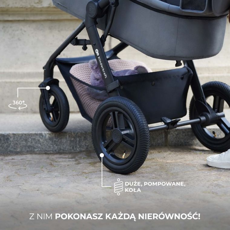 Kinderkraft, Moov 2 Air, wózek wielofunkcyjny, 3w1, Light Grey