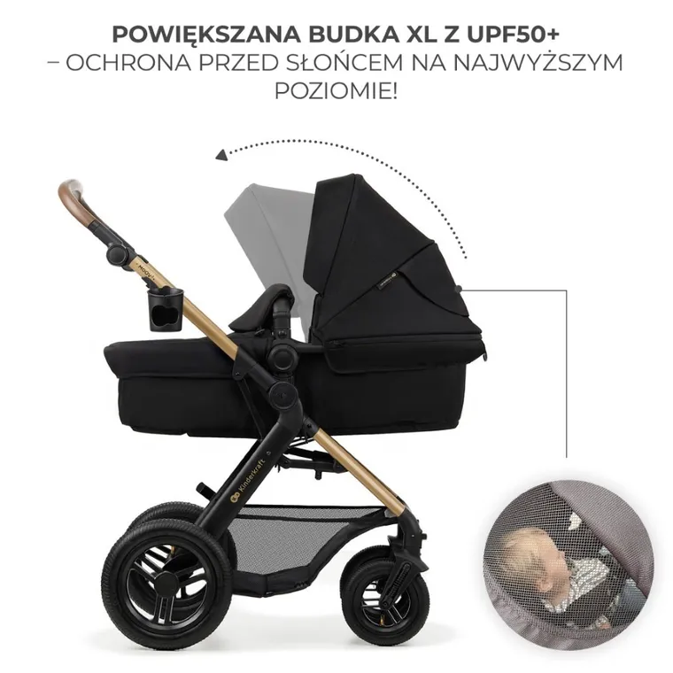 Kinderkraft, Moov 2 Air, wózek wielofunkcyjny, 3w1, Pure Black