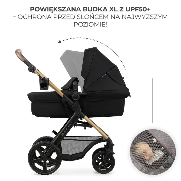 Kinderkraft, Moov 2, Eva Wheels, wózek wielofunkcyjny 4w1, Pure Black