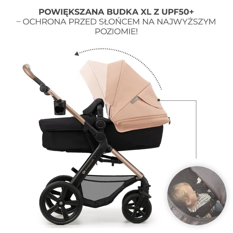 Kinderkraft, Moov 2, wózek wielofunkcyjny, 3w1, Sand Beige