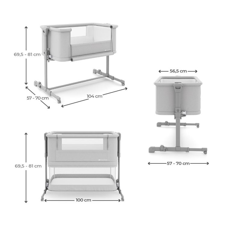 Kinderkraft, Nestee Grow 2, łóżeczko dostawne, light grey