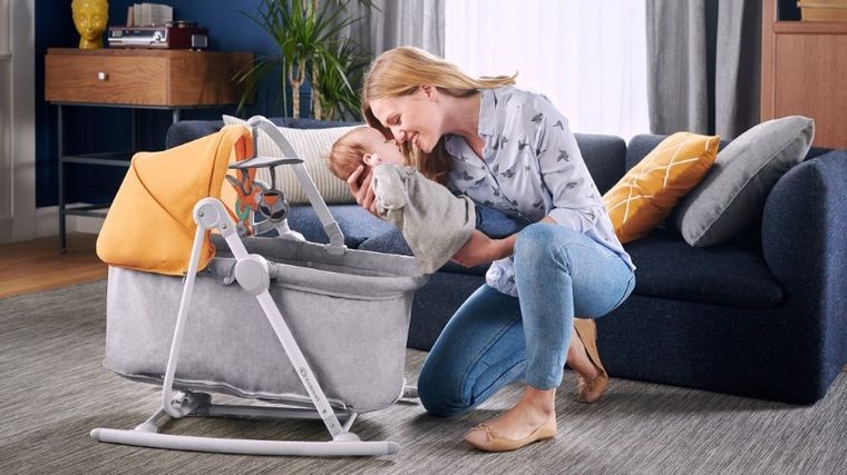 Kinderkraft, Nola, leżaczek, bujaczek, krzesełko 5w1, Peony Rose