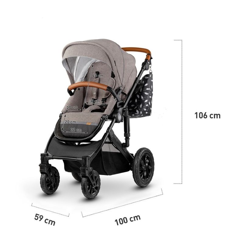 Kinderkraft, Prime, wózek wielofunkcyjny 2w1, Beige