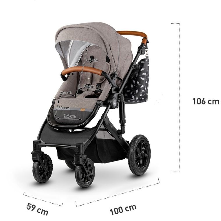 Kinderkraft, Prime, wózek wielofunkcyjny 3w1, Beige
