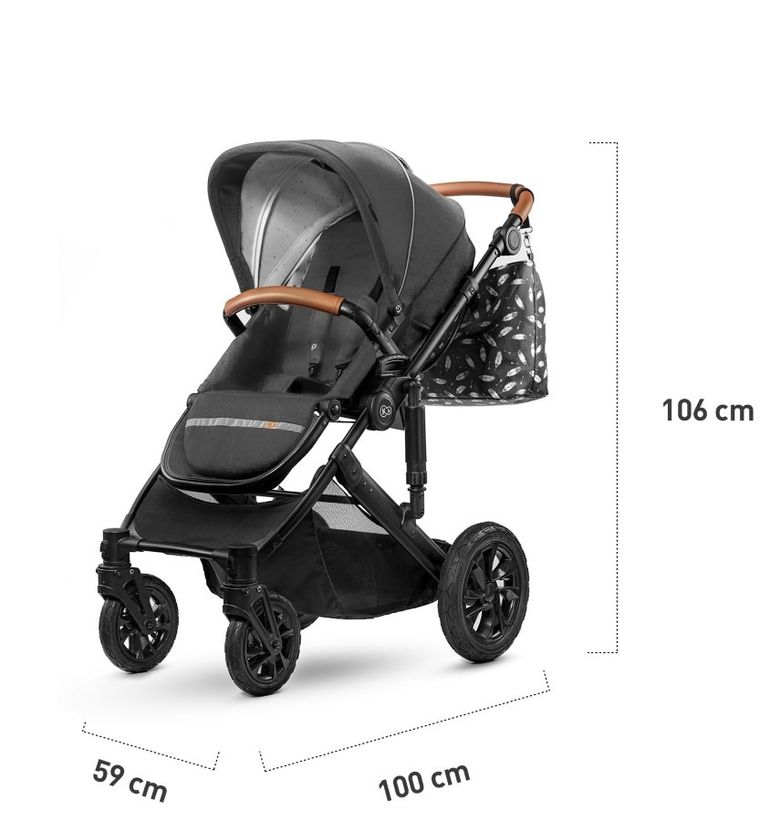 Kinderkraft, Prime, wózek wielofunkcyjny 3w1, czarny