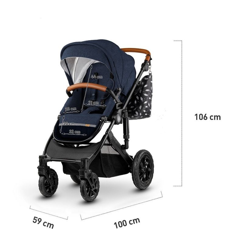 Kinderkraft, Prime, wózek wielofunkcyjny 3w1, Deep Navy