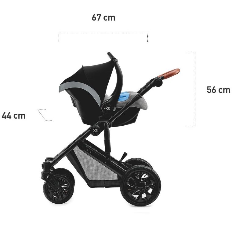 Kinderkraft, Prime, wózek wielofunkcyjny 3w1, szary