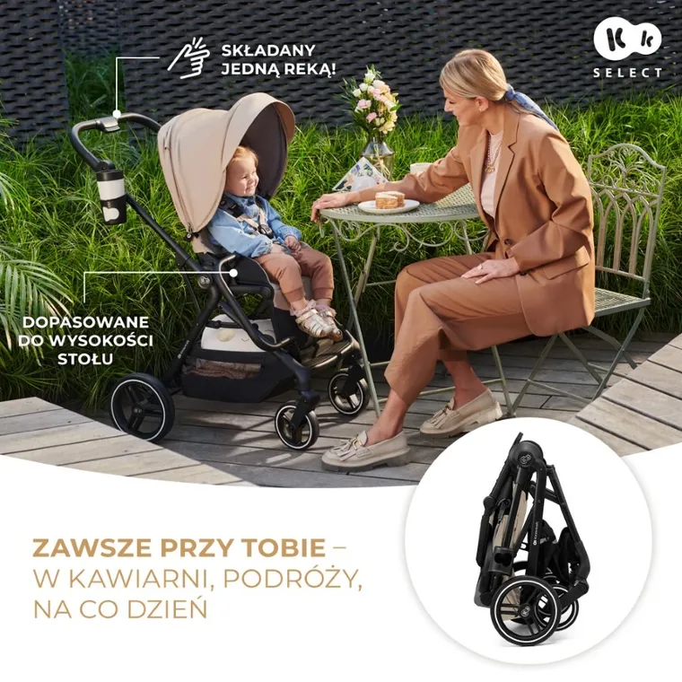 Kinderkraft, Yoxi, wózek wielofunkcyjny 2w1, Sand Beige