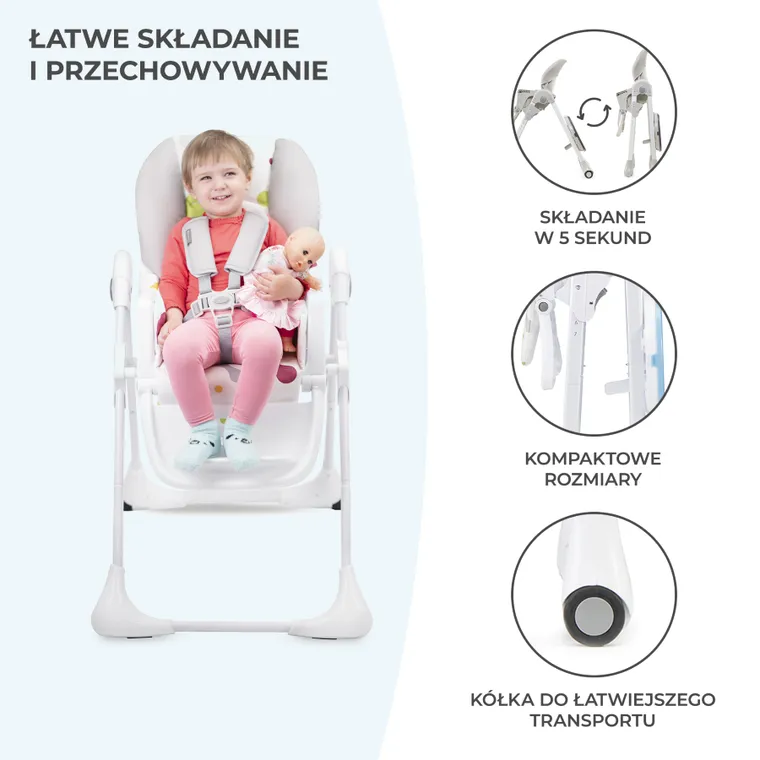 Kinderkraft, Yummy, krzesełko do karmienia, szare