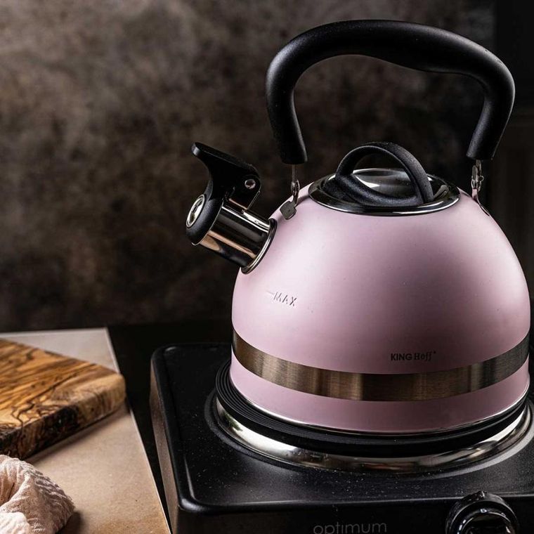 Kinghoff, czajnik, 1.8l z gwizdkiem, różowy